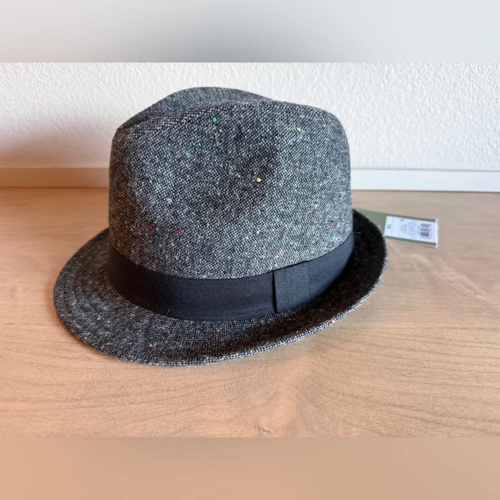 NWT Goodfellow & Co Fedora Hat, Tweed Grey & Black, M/L